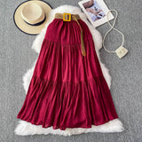 Half-Dress Women's Dress 2025 Summer Small Medium Long Leisure High-Rise Thin Thong Ponve Cake