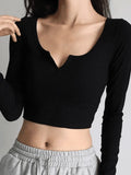 Rib Knit Long Sleeve Crop Top-Outfit