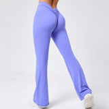 Toloer Hip Yoga V Waist Bell Bottom Pants Fitness Exercise Wide Leg Micro La High Waist Fast Drying Yoga Pants 43210-Outfit