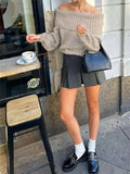 And Winter Women's Uniform Shoulder Simple Solid Color Lantern Sleeve Knitted
