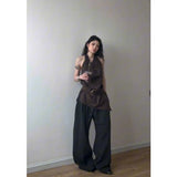 Temperament Collar Hanging Neck Vest Top Fashion Loose Feeling Loose Wide Legs Casual Pants Women Two