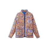 Women's Clothing 2025 Autumn 11 Thin Cotton Clothes Printed Collar Double Pocket Cotton Jacket Loose