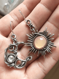 Boho Sun Moon Pendant Stud Earring-Outfit