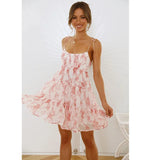 Spring And Summer Women's Printed Sling Dress Short Skirt Sweet And
