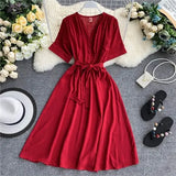 Spring New V Neck Summer Midi Long Dress Vestido De Festa Evening Party Bandage Women Casual Elegant High Waist