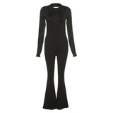 Autumn Fashion Trend Women's New Long-Sleeved Back Repair Straight Legs Casual