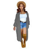 Toloer New Women's Pure Color Casual Sweater Cardigan Long Coat-Outfit