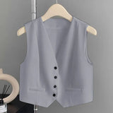 Toloer Vest Women's Vest Outside The New 2024 Autumn Jacket Slim Sleeveless Short Vest Jacket Horse Clip-Outfit