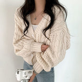 Cable Knit Button Down Cardigan-Outfit