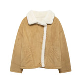 New Women's Autumn And Winter Fashion Fur Collar Collar Collar Velvet Jacket