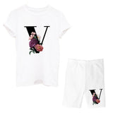 Suitst Shirt Short Sleeves Wide-Legged High-Waisted Shorts Two-Piece LOGO Printed Casual Suit For