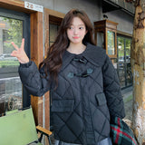 Advanced Feeling Super Good-Looking Cotton Jacket 2024 Winter Coat Female New Navy Collar Short Cotton-Padded Coat Plate Buckle Down Cotton-Padded Jacket-Outfit