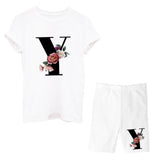 Suitst Shirt Short Sleeves Wide-Legged High-Waisted Shorts Two-Piece LOGO Printed Casual Suit For