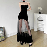 Toloer New Autumn Sexy Hot Girl Personality Niche Street Show Slim Slim Hanging Neck Dress-Outfit