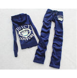 Toloer Piece Casual Velet Tracksuit Women's Sets Hooded Long Sleeve Women Zipper Suit Spring Fall Letter Pattern Sport Pants 1215-0-Outfit
