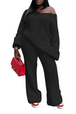 Toloer New Women's Wear Casual Solid Color Loose Knit Suit-Outfit