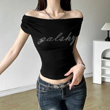 Summer New Women's Hot Hottie Fashion Word Shoulder Repair Umbilly Umbilly Umbilly Umbilly
