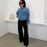 Women's Casual Pants Women's Street Personality Imitation Denim Big Pocket High-Waisted