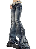 Raw Trim Splice Low Rise Flare Jeans-Outfit