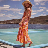 High-End 2025 Spring And Summer Women's New Sexy Print Slinged Dopamine Wearing Dress