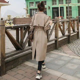 Brand New Fashion Double-Breasted Long Women Trench Coat Office Lady Duster Coat Female Outerwear Black Khaki