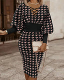 Independent Station Fashionable Fashion Printed Long-Sleeved Dress Women's Spot-Outfit