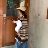 V Neck Chevron Sweater Vest-Outfit