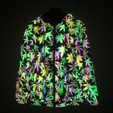 2024 Mushroom Colorful Reflective Jacket Men And Women's Fashion Hooded Coat Ins Colorful Reflective Jacket-Outfit