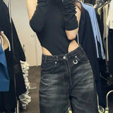Vintage Black Wash Baggy Boyfriend Jeans-Outfit