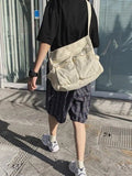 Large Canvas Satchel Bag-Outfit
