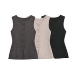 Homemade New Women's Classic Soft Buckle Vest Blouse