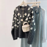 Toloer Autumn And Winter Heavy Industry Flowers Women Knitted Cardigan Fashion Women Sweet Sweater Women Coat
