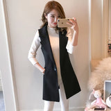 Toloer Vest Female 2024 Spring And Autumn New Korean Version Slim Sleeveless Vest Vest Long Vest Coat Tide-Outfit