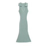 Homemade New Women's Classic V-Neck Sleeveless Long Sleeve Dress