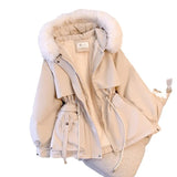 Short Style To Overcome The Female 2024 Winter New Korean Version Of Down Cotton Suit Thick And Velvet Large Size Warm Coat-Outfit