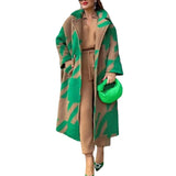 New Autumn Women's Dress A Number Of Stylish Long-Sleeved Collar Coat Prints This