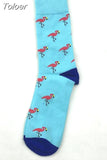 New Colorful Flamingo Cartoon Pattern Men Jacquard Happy Socks Ventilation Cotton Short Socks Male Autumn