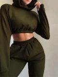 Winter Cropped Hoodie and Sweatpants Twp Piece