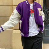 Women Leather Baseball Jacket Harajuku Bone Letter Varsity Bomber Jackets Hip Hop Streetwear Men College Breasted Coats
