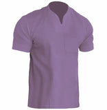 Men's Fitness Plus-Size Sports T-Shirt Men's Elastic Cotton Pocket Short-Sleeved Summer V-Neck Polo