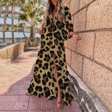 Autumn New Wish Sexy V-Tie Single-Breasted Floral Beach Dress-Outfit