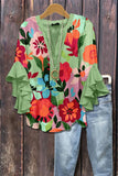 Creative Flower Element 3D Printed Casual Trend V-Necked Lace