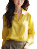 Toloer Sense Gentle Windy Yellow Beautiful Shirt Simple Commute Small Fashion Age-Dense Stated Set-Tite Shirt