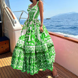 Toloer Spot 2024 Spring And Summer New Female Fashion Temperament Large Long Print Halenders Dress-Outfit