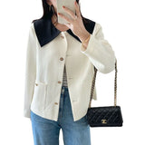Toloer Size Women's Fat Mm Color Doll Collar Coat Autumn 2024 New Small Show Thin Hide Meat Jacket-Outfit