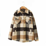 Lapel check wool coat-Outfit