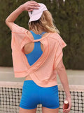 Women's Clothing 2025 New Women's Back Sports Yoga T-Shirts Are Relaxed And Casual