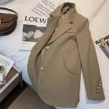 Toloer Suit Jacket Female GJ Sense Spring Autumn 2024 New Korean Version Of Fashion Long Small Suit-Outfit
