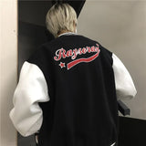Spring Autumn Letter R Men Women Couples Tops Harajuku Coat American Baseball Bomber Jacket Loose Plus Size Streetwear