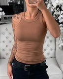 Toloer Women's Wish New Summer Solid Color Sleeveless Slim Jacket Small Vest